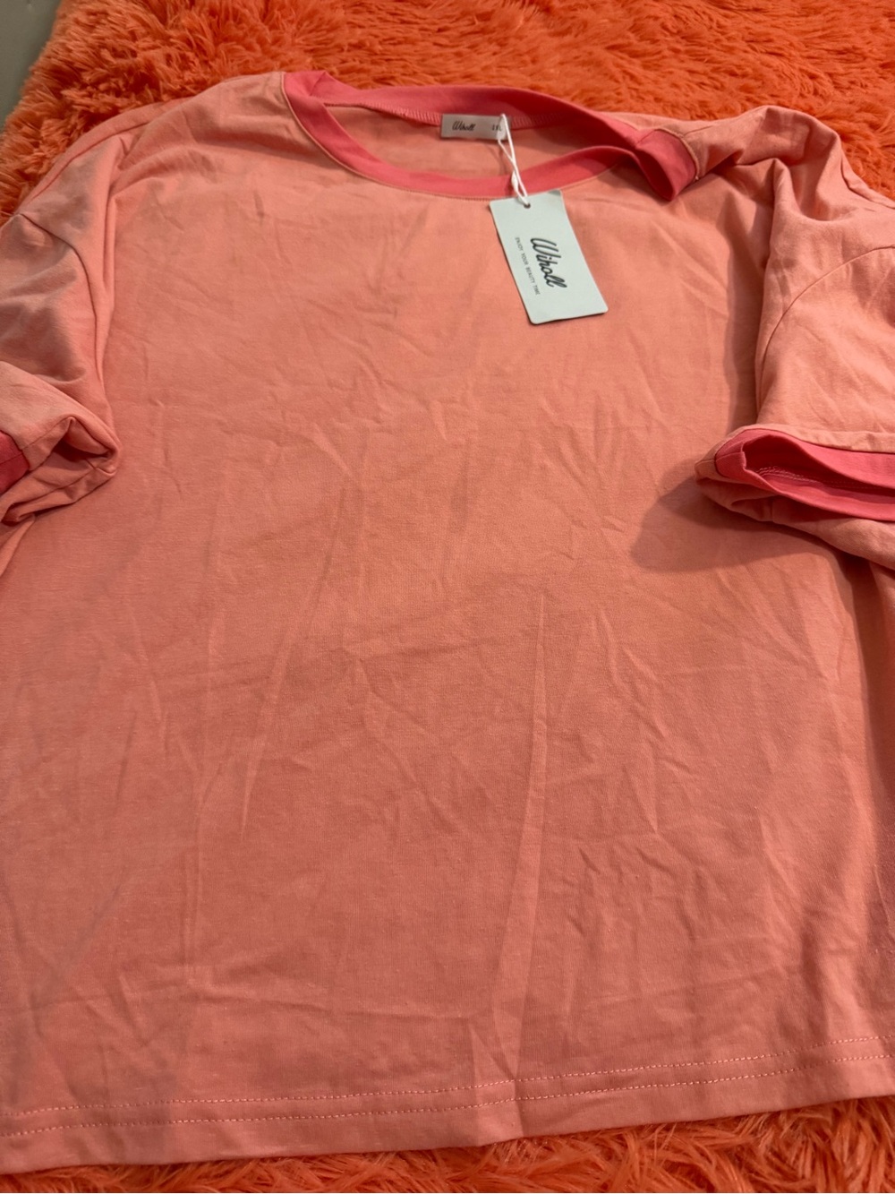 Windsor Coral Pink Ringer Short Sleeve Tee